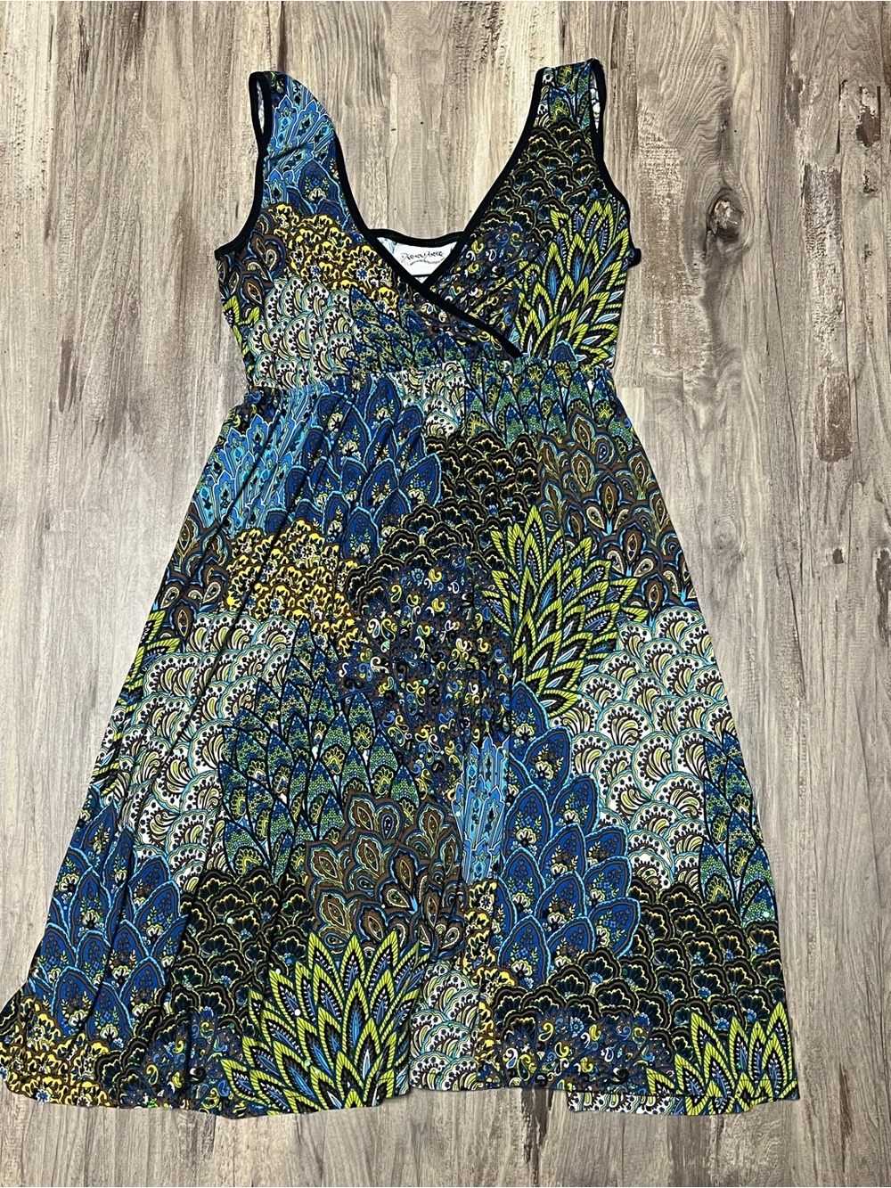 Dream Dance Line Art Y2K Sequin Peacock Dress V-Neck Blue Green Stretch